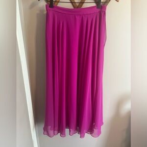 Vintage full flouncy bright fushia lined midi Balletcore skirt